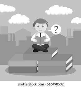 black and white businessman confuse while reading the book black and white style