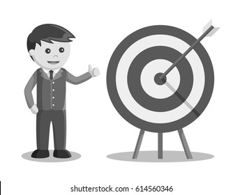 black and white businessman happy on target black and white style