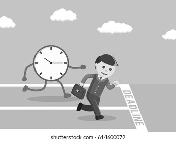 black and white businessman race against time black and white style