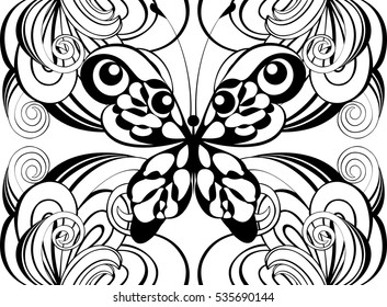 black and white butterflies background