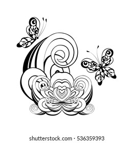 black and white butterflies background