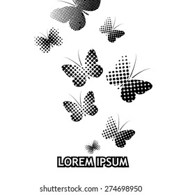 Black and white butterflies circles. Vector 