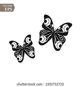 Black and white butterflies on white background. vector illustration eps 10