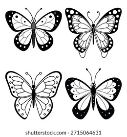 Mariposas blancas negras patrones de alas insecto mariposa