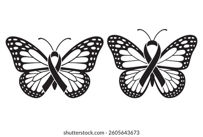 Black and White Butterfly Awareness Ribbon Designs
