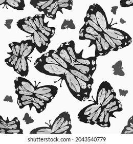 -fondo de mariposa en blanco y negro vectores de patrones sin soldadura