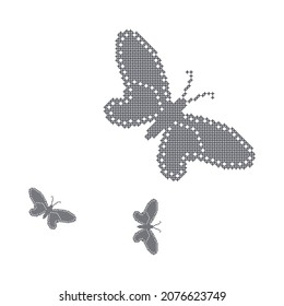 Black and white butterfly with cross stitch best use for sewing handcraft