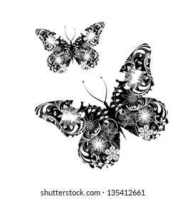 black and white butterfly flower