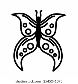 black and white butterfly icon vector