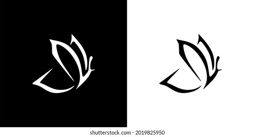 vector del logotipo de la mariposa en blanco y negro 