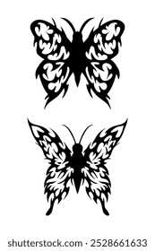 Black and white Butterfly neo tribal tattoo design 