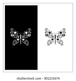 black and white butterfly on black and white background