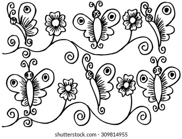 black and white butterfly on beautiful flower