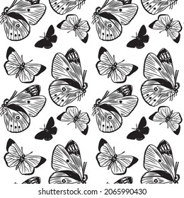 black and white butterfly pattern print on fabric print for packaging nature beautiful butterflies
