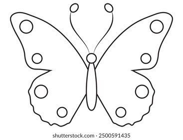 Black and white butterfly sign. Coloring page of butterfly stamp vector flat design