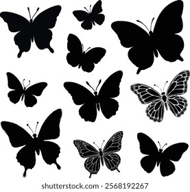 Black and white Butterfly Silhouette Collection