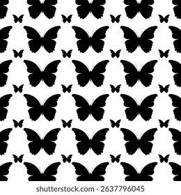 Black and white butterfly silhouette pattern vector