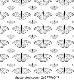 Black and white butterfly silhouette pattern vector