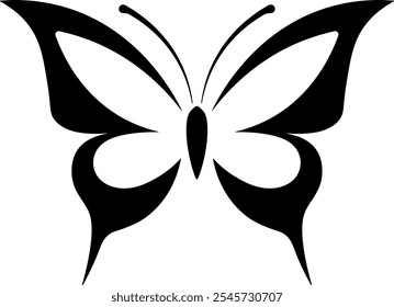 black white butterfly silhouette without background