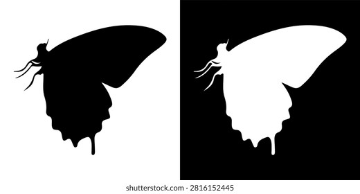 Black and white butterfly silhouettes highlighting delicate wings and antennae, ideal for nature, wildlife, and environmental projects.
