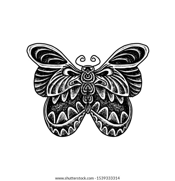 Black White Butterfly Tattoo Vector Design Stock Vector Royalty Free 1539333314