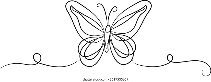 A black and white butterfly, a vector illustration of nature's art, is isolated on a white background, showcasing its delicate floral design