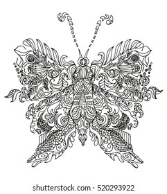  Black and white butterfly. Vector illustration.