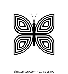 Black and white butterfly vector on white background.