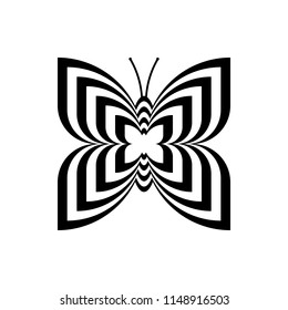 Black and white butterfly vector on white background.