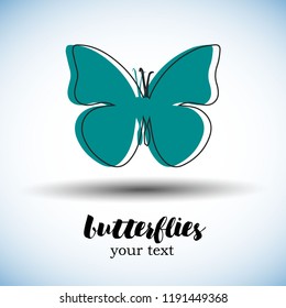 Black and white butterfly wings on a white background. Beautiful background of butterflies black and white colors.
