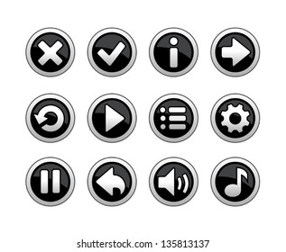 Black and white buttons for game