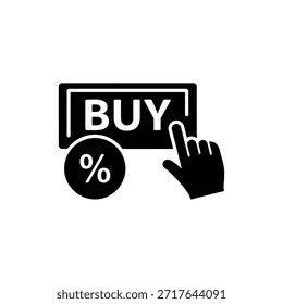 Black and White Buy Button Click Icon