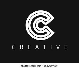 Black and white C initial based letter logo. Double style C design logo, simple and creative