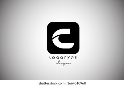 icono en blanco negro del logotipo de letra C cuadrada para el diseño empresarial y empresarial. Adecuado para un logotipo pegadizo