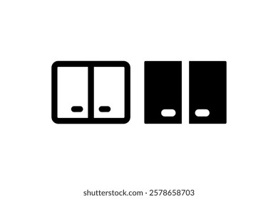 Black and White Cabinet Door Icons Vector