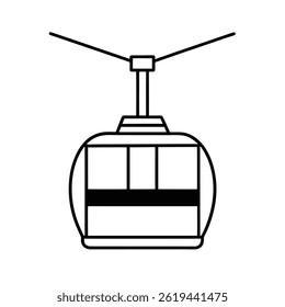 Black and white cable car icon illustration.