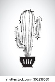 a black and white cactus