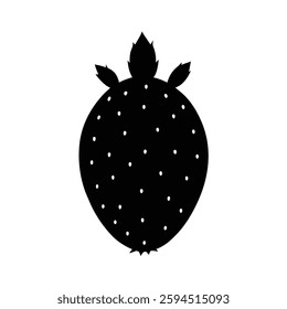 Black and White Cactus Pear Silhouette Vector Art | Prickly Pear Fruit Illustration Design