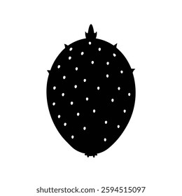 Black and White Cactus Pear Silhouette Vector Art | Prickly Pear Fruit Illustration Design