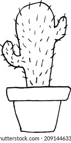 Black and white cactus in a pot of doodles