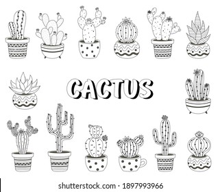 Black White Cactus Vector Set On Stock Vector (Royalty Free) 1897993966