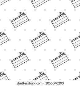 black and white cake cartoon object seamless pattern on white background
