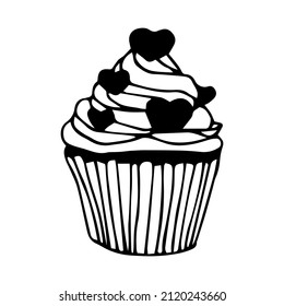 pastel negro y blanco con corazones