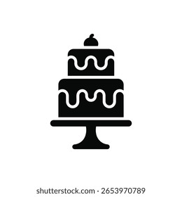 Ein schwarz-weißer Kuchen-Icon-Vektor