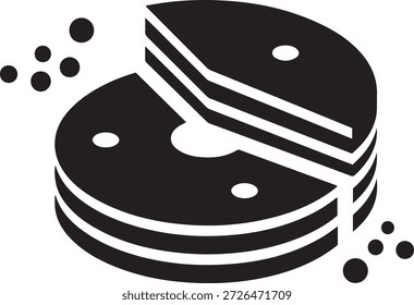 Pastel blanco y negro con capas y puntos de postre