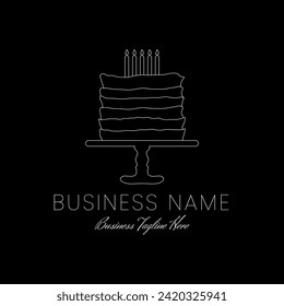 Schwarz-Weiß-Kuchen-Umriss-Logo für Bäckerei