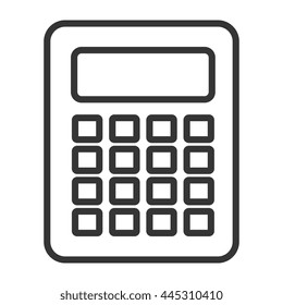 black and white calculator with screen and buttons over isolated background , commerce concept, vector illustration 