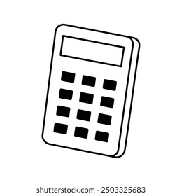 Ilustración vectorial de calculadora en blanco y negro. Diseño simple y elegante.