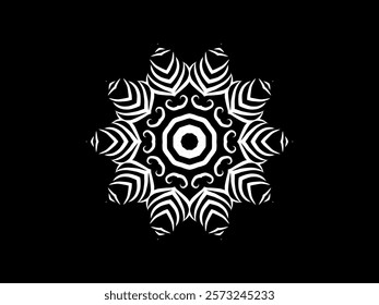 Black and white caleidoscope classic gradient flower art pattern of traditional tenun batik ethnic dayak ornament for wallpaper ads background sticker or clothing	