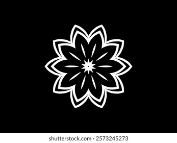 Black and white caleidoscope classic gradient flower art pattern of traditional tenun batik ethnic dayak ornament for wallpaper ads background sticker or clothing	